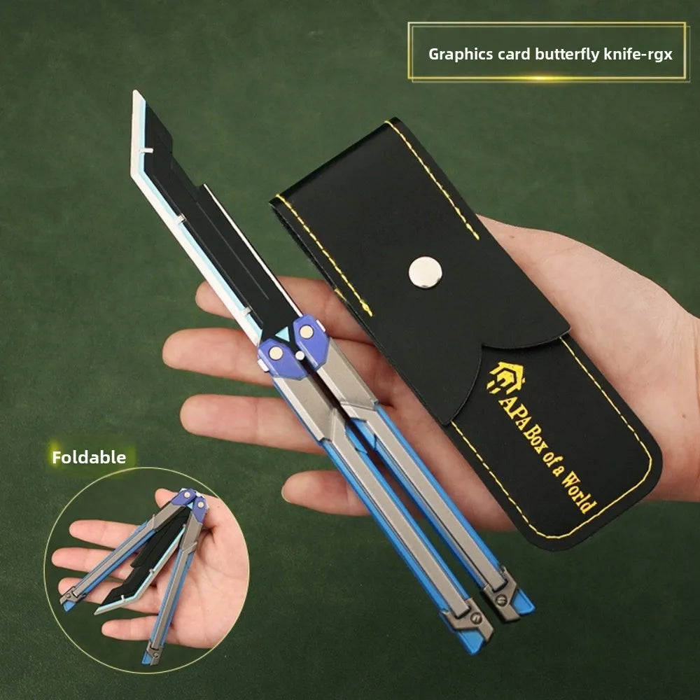 Valorant Game Merch Craft Toy,  Foldable RGX Butterfly Knife, Zinc Alloy Metal training props, game fans toy 20 cm (7.8 inches)