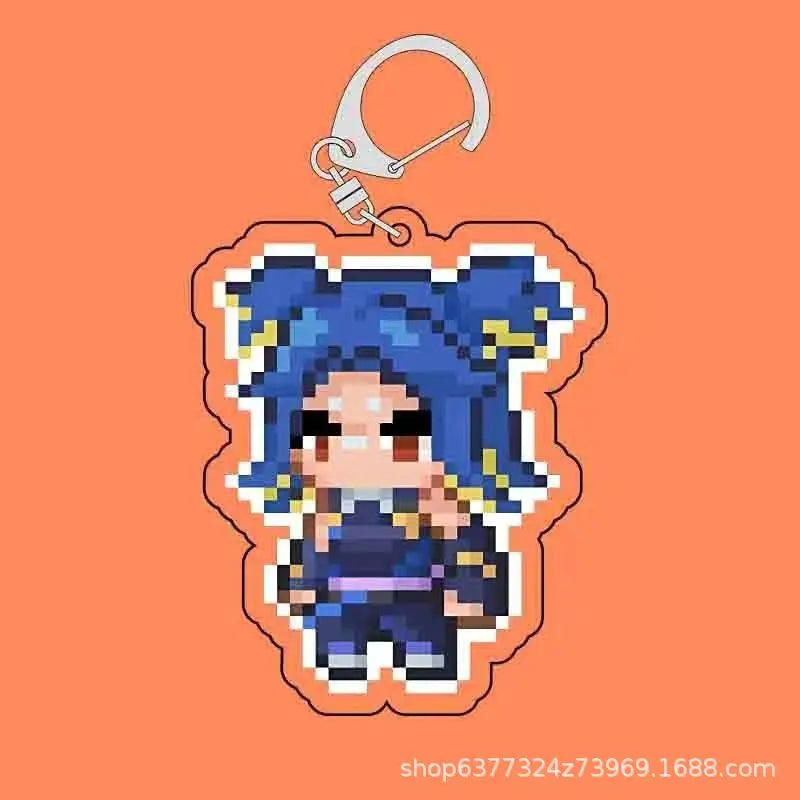 Fearless Contract Valorant Pixel Style Acrylic Sandwich Keychain Valorant Creative Exquisite Hanging Keychain Gift
