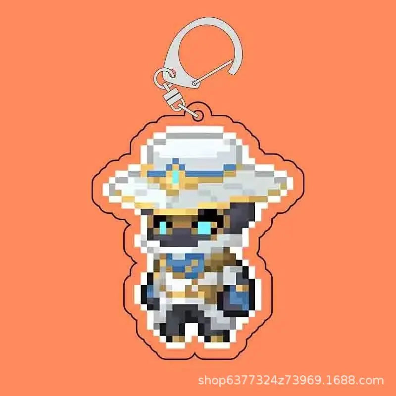 Fearless Contract Valorant Pixel Style Acrylic Sandwich Keychain Valorant Creative Exquisite Hanging Keychain Gift
