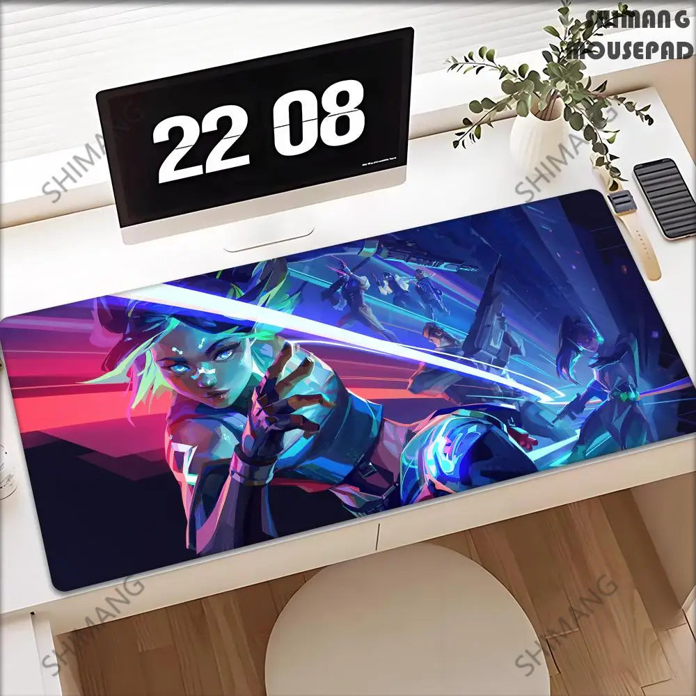Valorant Neon Mouse Pad Gaming XL New HD Mousepad XXL MousePads Natural Rubber Anti Slip Office Computer Mouse Mat Table Mat