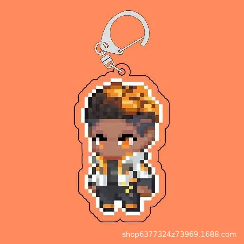 Fearless Contract Valorant Pixel Style Acrylic Sandwich Keychain Valorant Creative Exquisite Hanging Keychain Gift