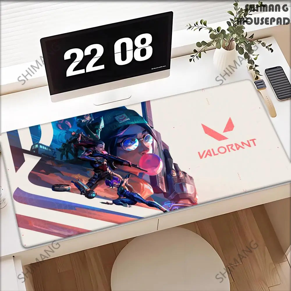 Valorant Neon Mouse Pad Gaming XL New HD Mousepad XXL MousePads Natural Rubber Anti Slip Office Computer Mouse Mat Table Mat