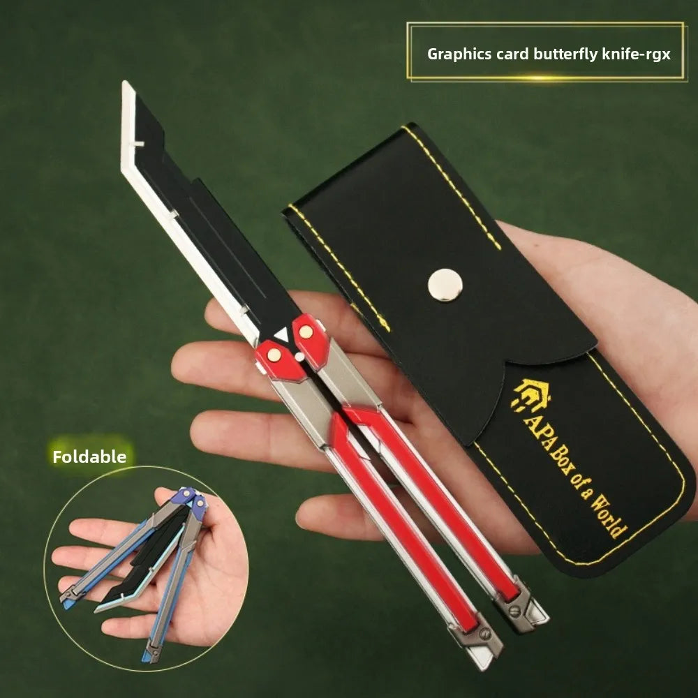 Valorant Game Merch Craft Toy,  Foldable RGX Butterfly Knife, Zinc Alloy Metal training props, game fans toy 20 cm (7.8 inches)