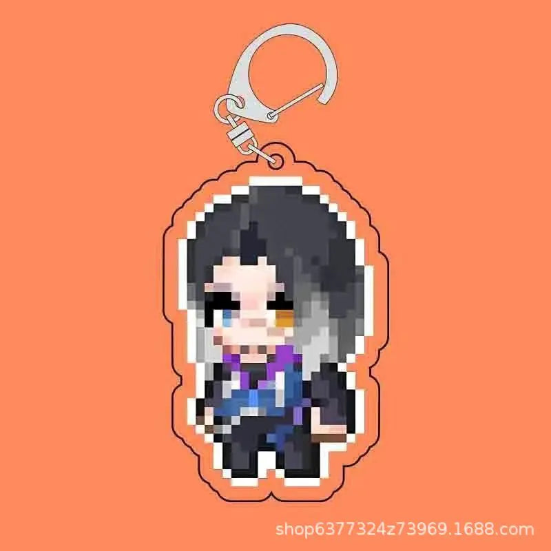 Fearless Contract Valorant Pixel Style Acrylic Sandwich Keychain Valorant Creative Exquisite Hanging Keychain Gift