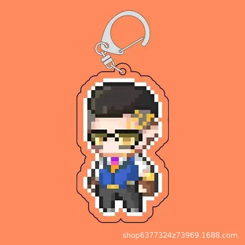 Fearless Contract Valorant Pixel Style Acrylic Sandwich Keychain Valorant Creative Exquisite Hanging Keychain Gift