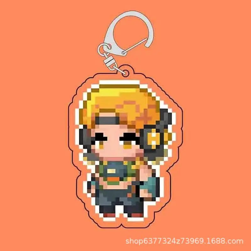 Fearless Contract Valorant Pixel Style Acrylic Sandwich Keychain Valorant Creative Exquisite Hanging Keychain Gift