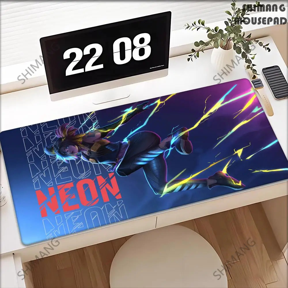 Valorant Neon Mouse Pad Gaming XL New HD Mousepad XXL MousePads Natural Rubber Anti Slip Office Computer Mouse Mat Table Mat
