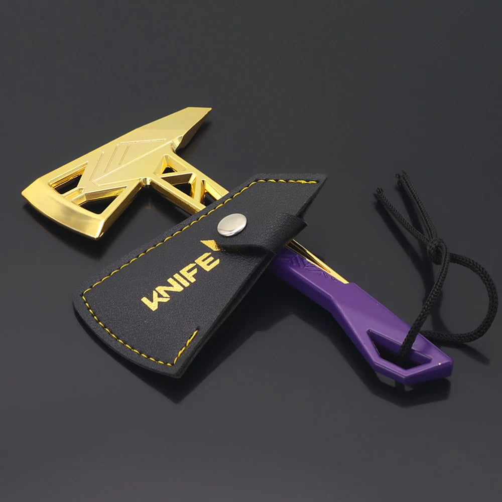 15CM(5.9in) Valorant Game Peripheral, Prime Axe with Leather Case, Zinc Alloy Metal,Miniature Model Craft Toys