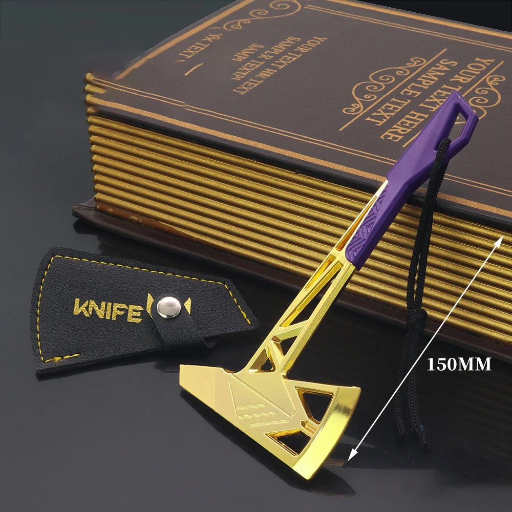 15CM(5.9in) Valorant Game Peripheral, Prime Axe with Leather Case, Zinc Alloy Metal,Miniature Model Craft Toys