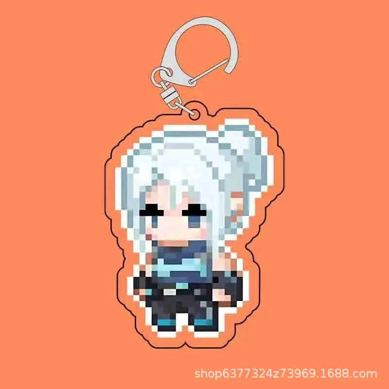 Fearless Contract Valorant Pixel Style Acrylic Sandwich Keychain Valorant Creative Exquisite Hanging Keychain Gift