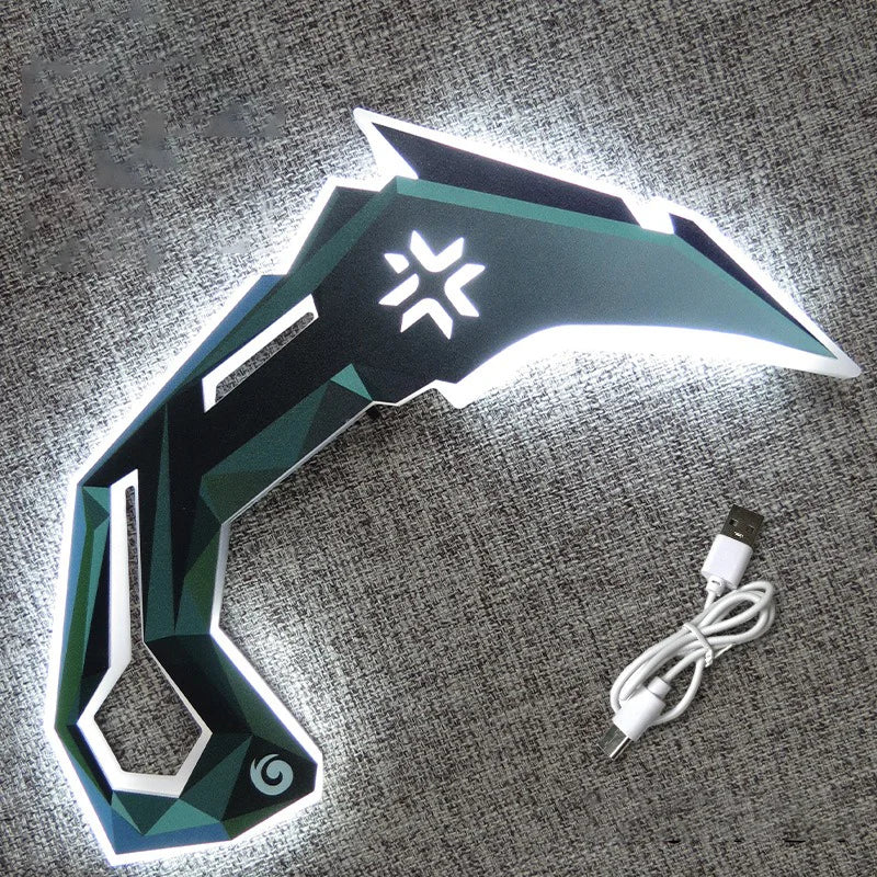 25cm Valorant VCT Karambit Wooden Charging Glows Toy Sword Claw Knife Game Melee Model Party Cosplay Props Gifts Collections
