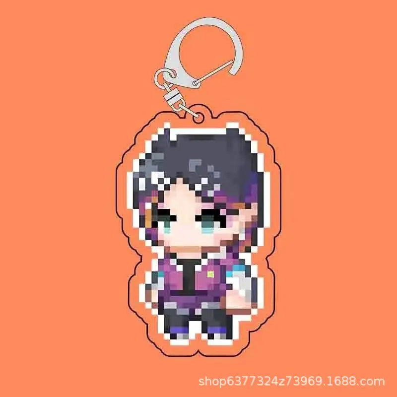 Fearless Contract Valorant Pixel Style Acrylic Sandwich Keychain Valorant Creative Exquisite Hanging Keychain Gift