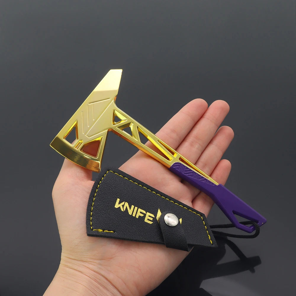 15CM(5.9in) Valorant Game Peripheral, Prime Axe with Leather Case, Zinc Alloy Metal,Miniature Model Craft Toys