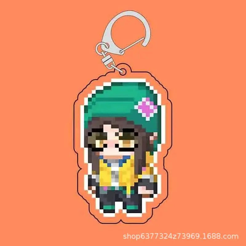 Fearless Contract Valorant Pixel Style Acrylic Sandwich Keychain Valorant Creative Exquisite Hanging Keychain Gift