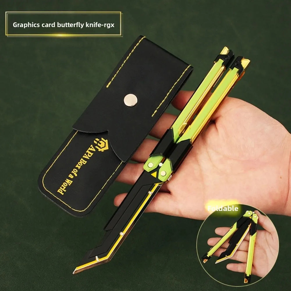 Valorant Game Merch Craft Toy,  Foldable RGX Butterfly Knife, Zinc Alloy Metal training props, game fans toy 20 cm (7.8 inches)