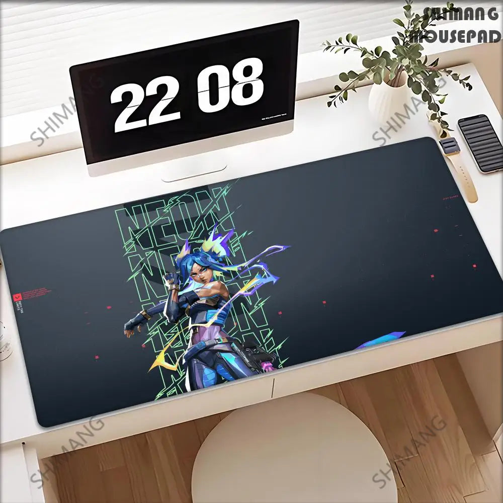 Valorant Neon Mouse Pad Gaming XL New HD Mousepad XXL MousePads Natural Rubber Anti Slip Office Computer Mouse Mat Table Mat