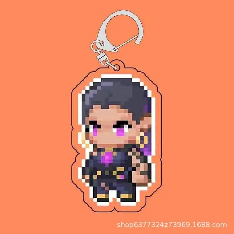 Fearless Contract Valorant Pixel Style Acrylic Sandwich Keychain Valorant Creative Exquisite Hanging Keychain Gift