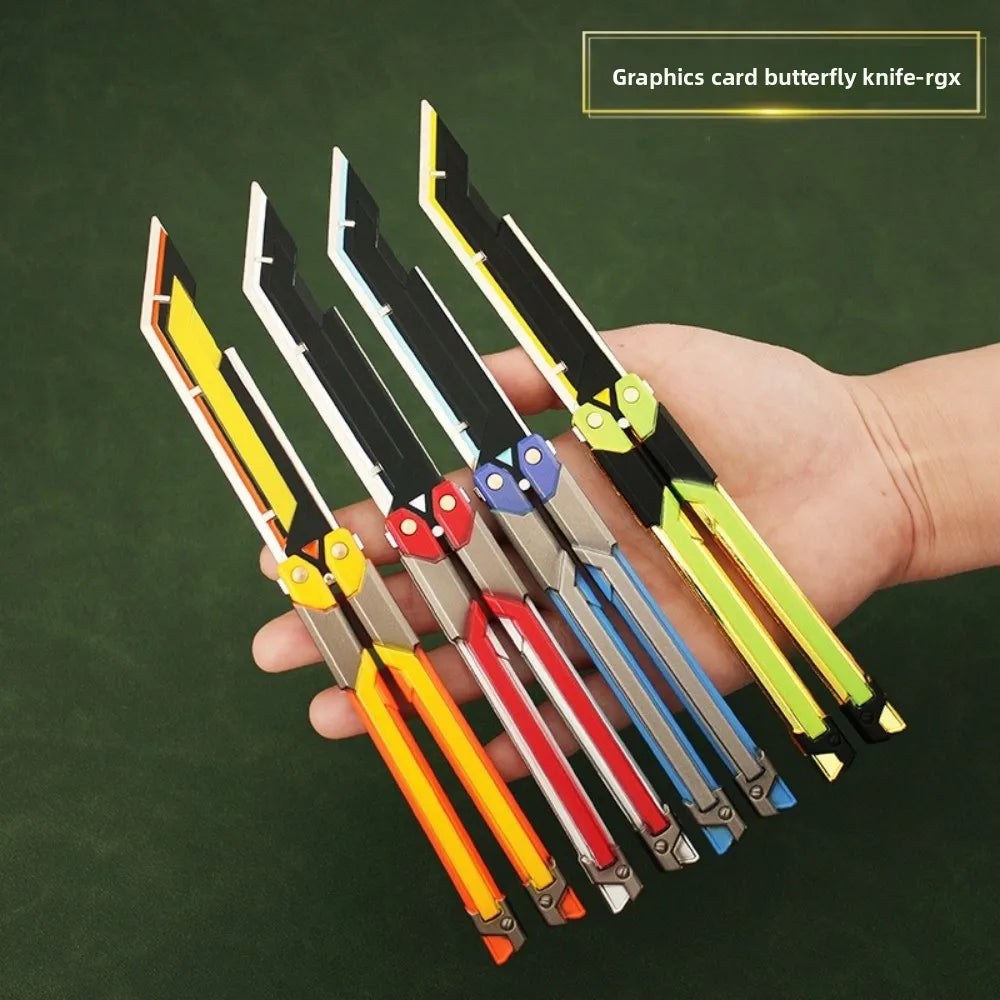 Valorant Game Merch Craft Toy,  Foldable RGX Butterfly Knife, Zinc Alloy Metal training props, game fans toy 20 cm (7.8 inches)