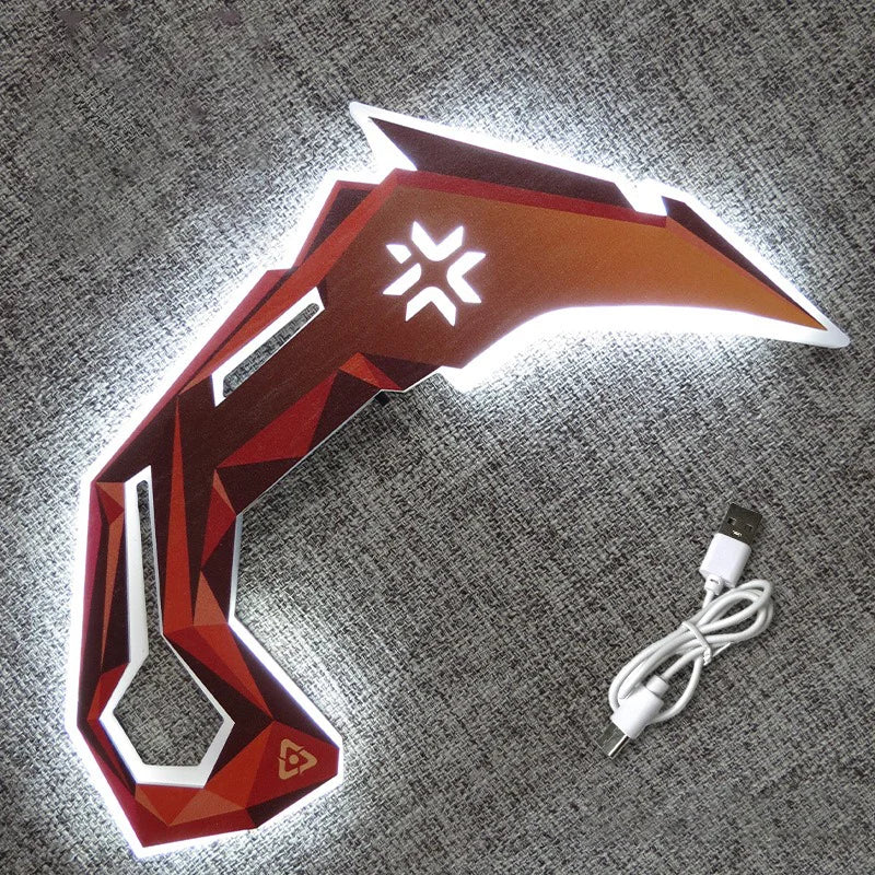 25cm Valorant VCT Karambit Wooden Charging Glows Toy Sword Claw Knife Game Melee Model Party Cosplay Props Gifts Collections