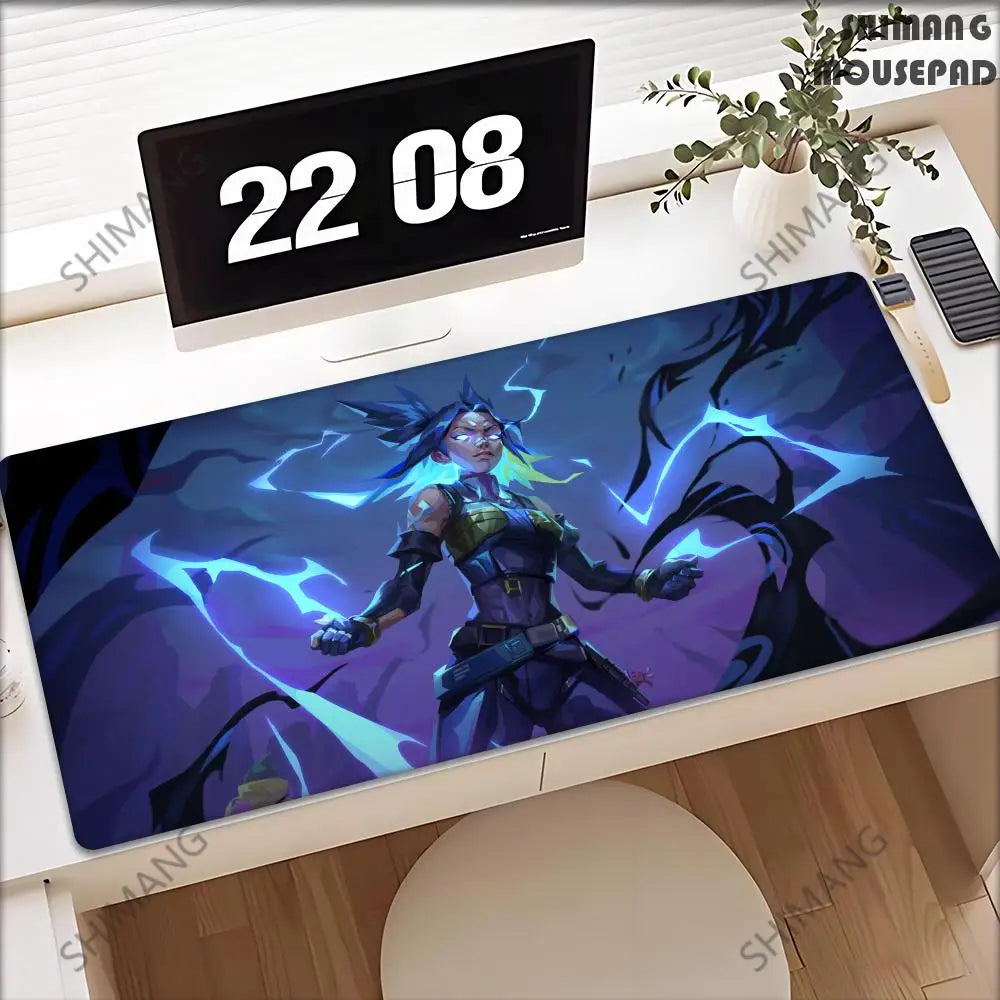 Valorant Neon Mouse Pad Gaming XL New HD Mousepad XXL MousePads Natural Rubber Anti Slip Office Computer Mouse Mat Table Mat