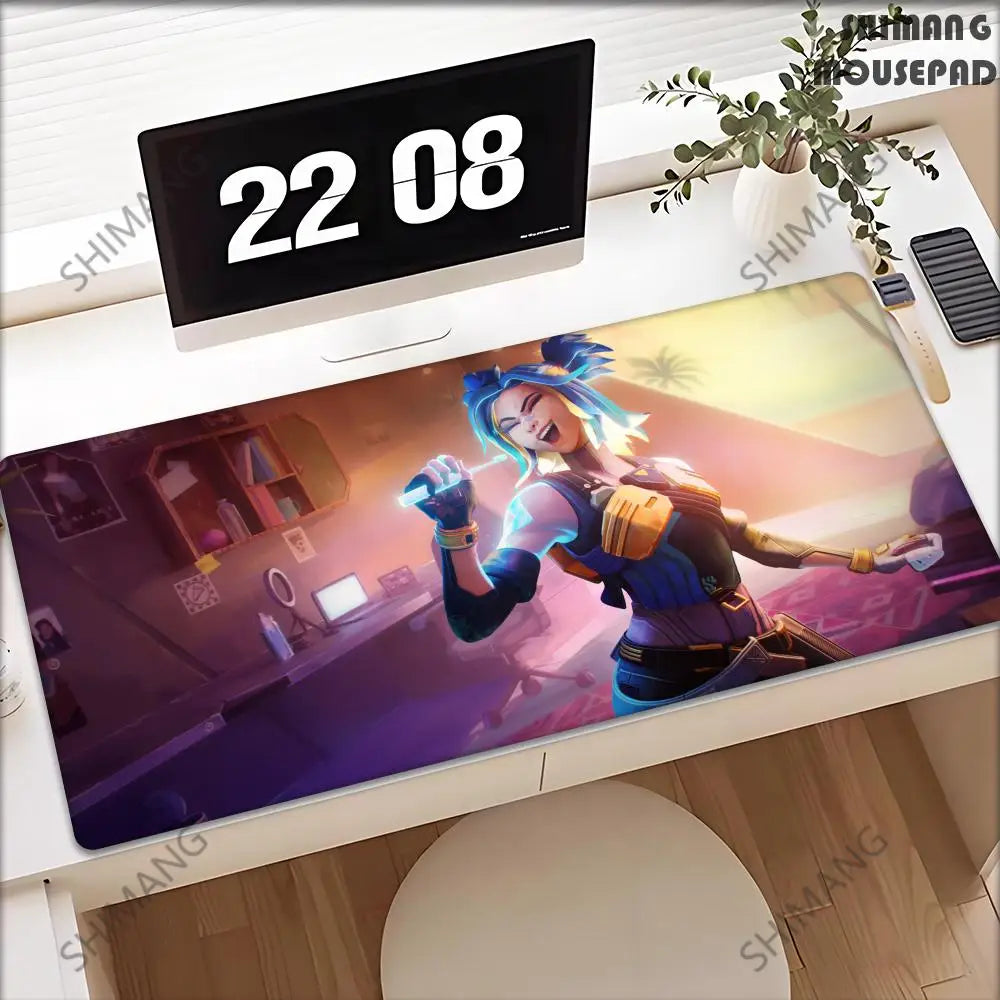 Valorant Neon Mouse Pad Gaming XL New HD Mousepad XXL MousePads Natural Rubber Anti Slip Office Computer Mouse Mat Table Mat