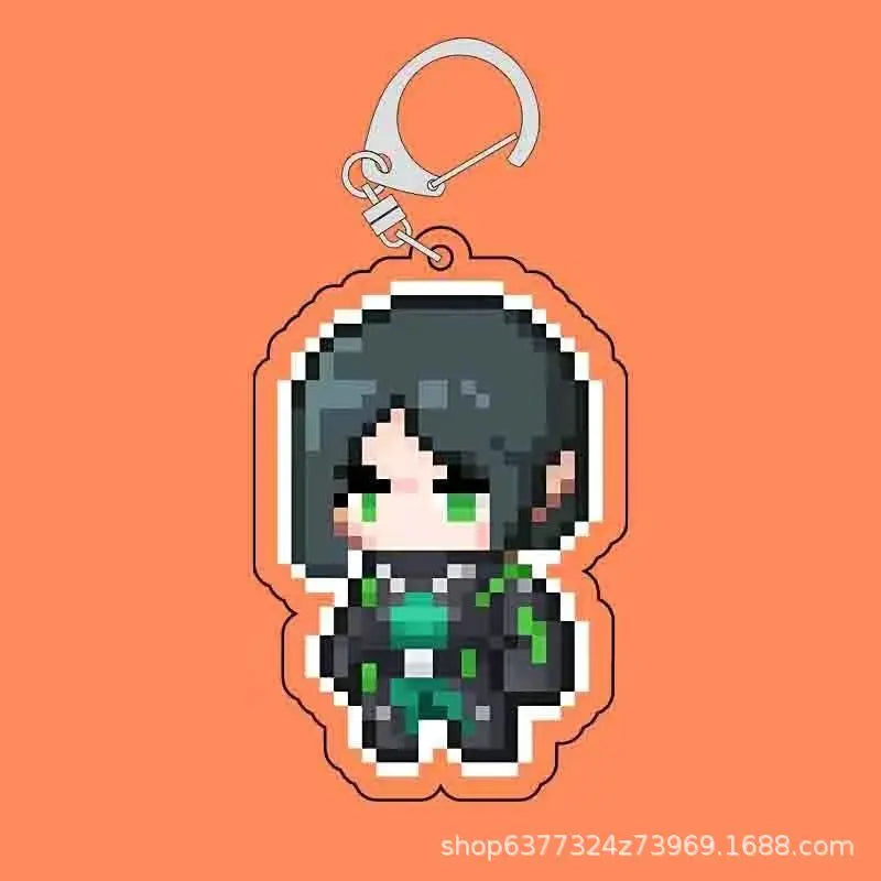 Fearless Contract Valorant Pixel Style Acrylic Sandwich Keychain Valorant Creative Exquisite Hanging Keychain Gift